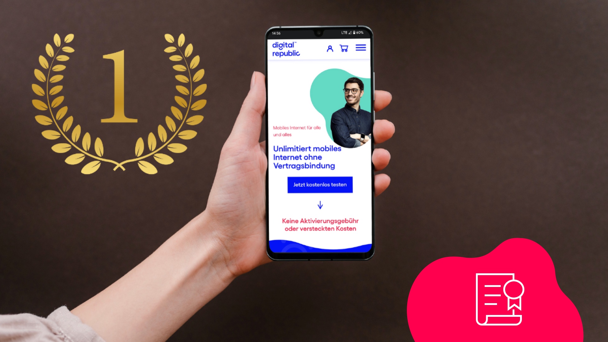 DigitRep's tweet card. Letztes Jahr Platz 2, dieses Jahr Platz 1 als B2B-Mobilfunkanbieter! Digital Republic hat abgeräumt.