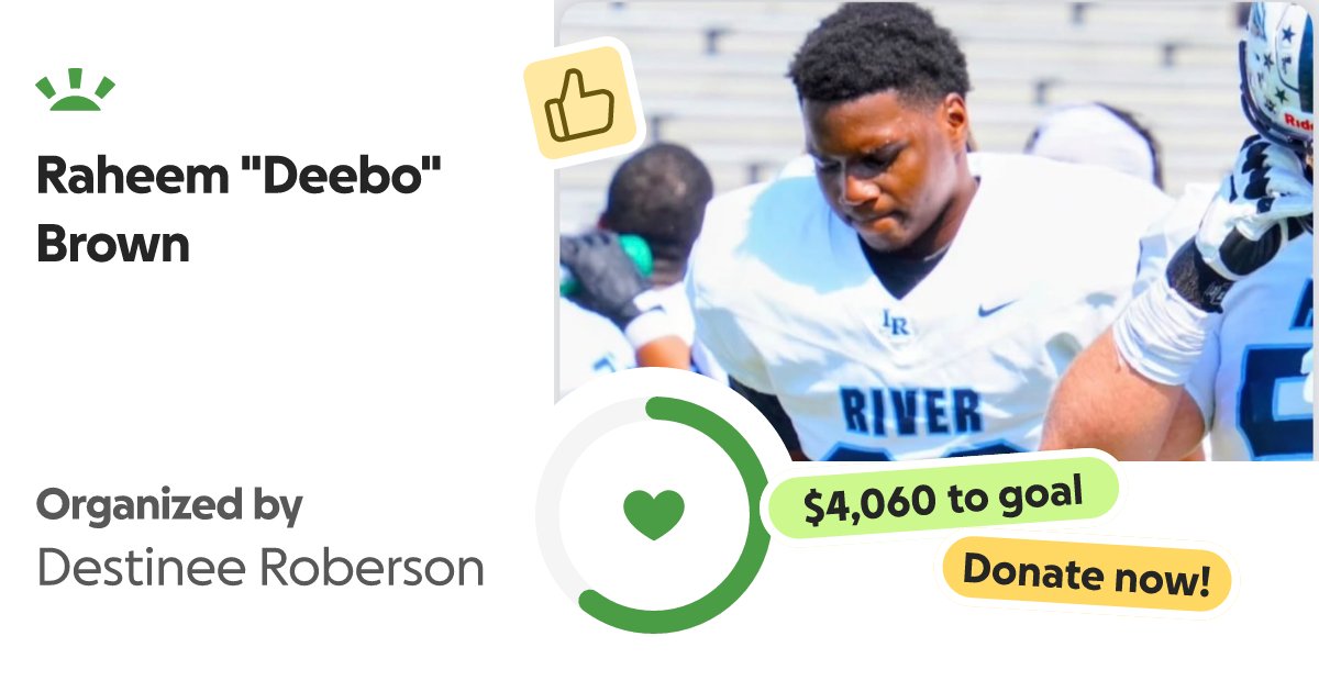 Jasonprestonn_'s tweet card. Tragic Loss: A beloved 15-year-old athlete Raheem Brown, known for his hard work on and off the… Destinee Roberson needs your support for Raheem "Deebo" Brown