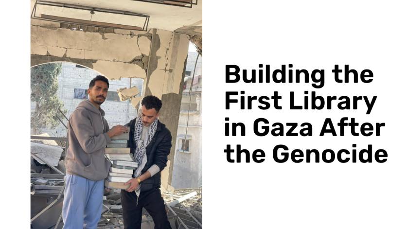 Louis_Allday's tweet card. There are moments in history when the creation of a library becomes an act of freedom itself.Here in Gaza, after the genocide, Omar and Ibrahim understood that dreams protected by books do not yield...