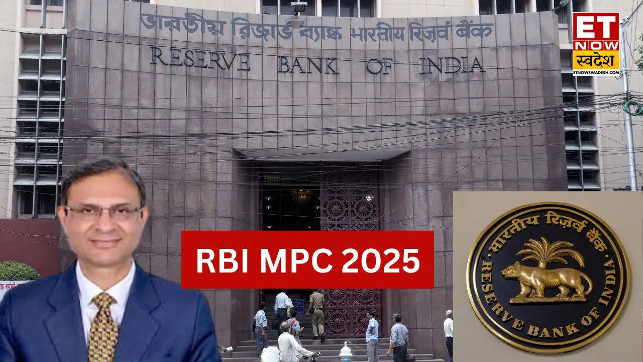 ETNowSwadesh's tweet card. RBI MPC 2025: मॉनेटरी पॉलिसी कमेटी की मीटिंग 3-5 दिसंबर, 2025 तक होनी है। आरबीआई गवर्नर संजय मल्होत्रा ​​5 दिसंबर को रेट-सेटिंग पैनल के फैसले की घोषणा करने वाले हैं। आरबीआई ने पिछले साल फरवरी में...