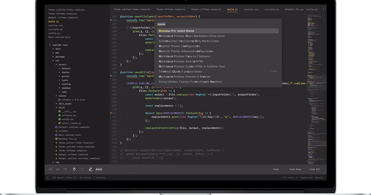 monokai's tweet card. Creating the ideal coding environment in Sublime Text