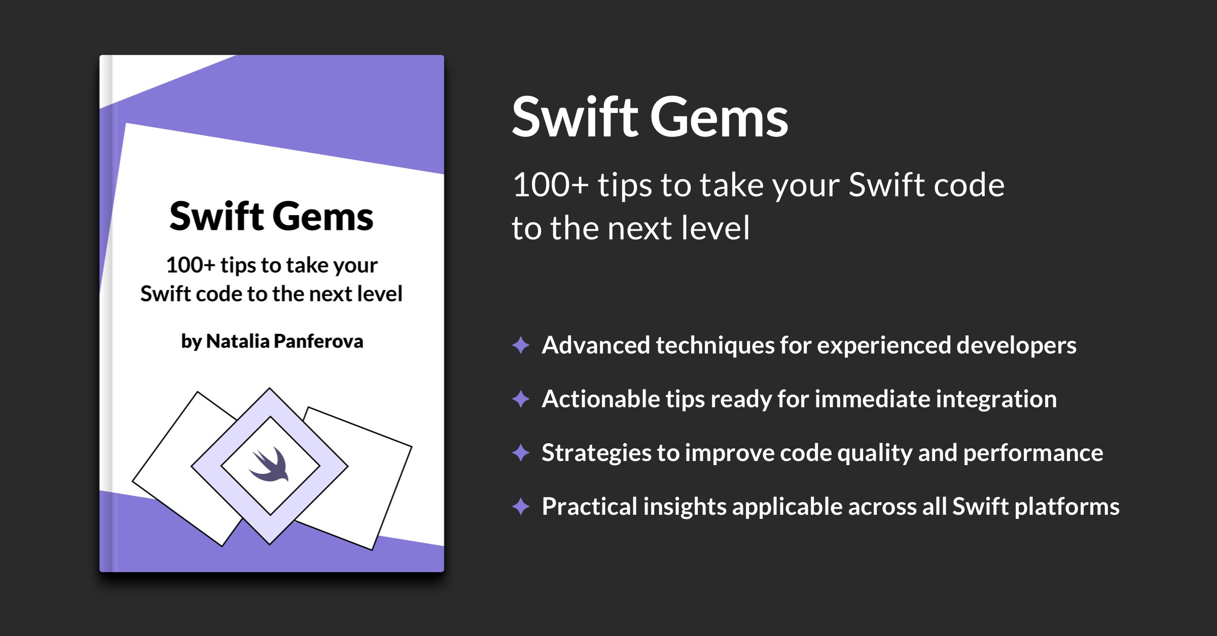 natpanferova's tweet card. 100+ tips to take your Swift code to the next level