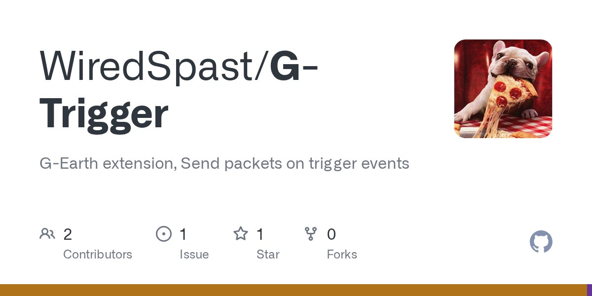 Scripting_Habbo's tweet card. G-Earth extension, Send packets on trigger events. Contribute to WiredSpast/G-Trigger development by creating an account on GitHub.