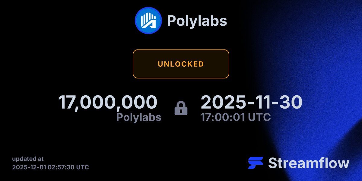 PolyLabsTech's tweet card. Streamflow is the leading multi-chain asset streaming protocol specializing in token vesting and treasury management solutions.