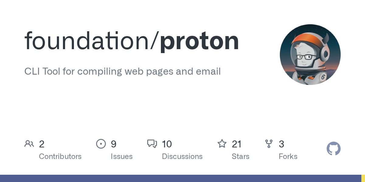 FoundationCSS's tweet card. CLI Tool for compiling web pages and email. Contribute to foundation/proton development by creating an account on GitHub.