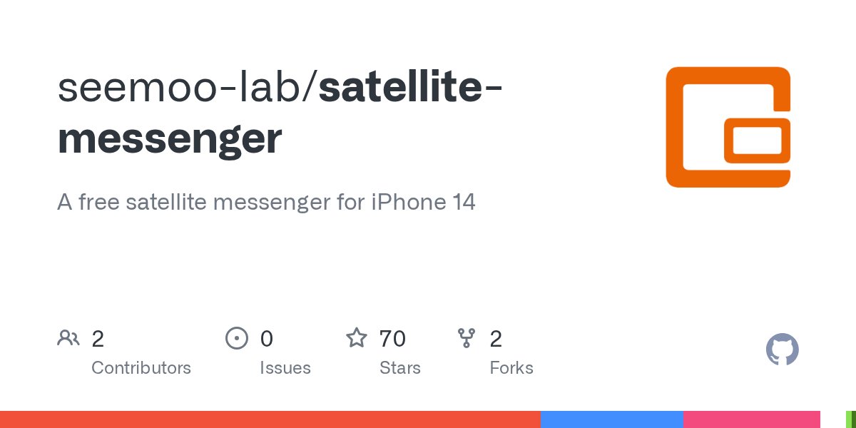 ksg93rd's tweet card. A free satellite messenger for iPhone 14 . Contribute to seemoo-lab/satellite-messenger development by creating an account on GitHub.