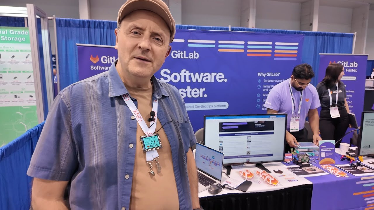 Charbax's tweet card. GitLab Embedded DevSecOps: AI-Assisted CI/CD, Device Cloud and HIL...