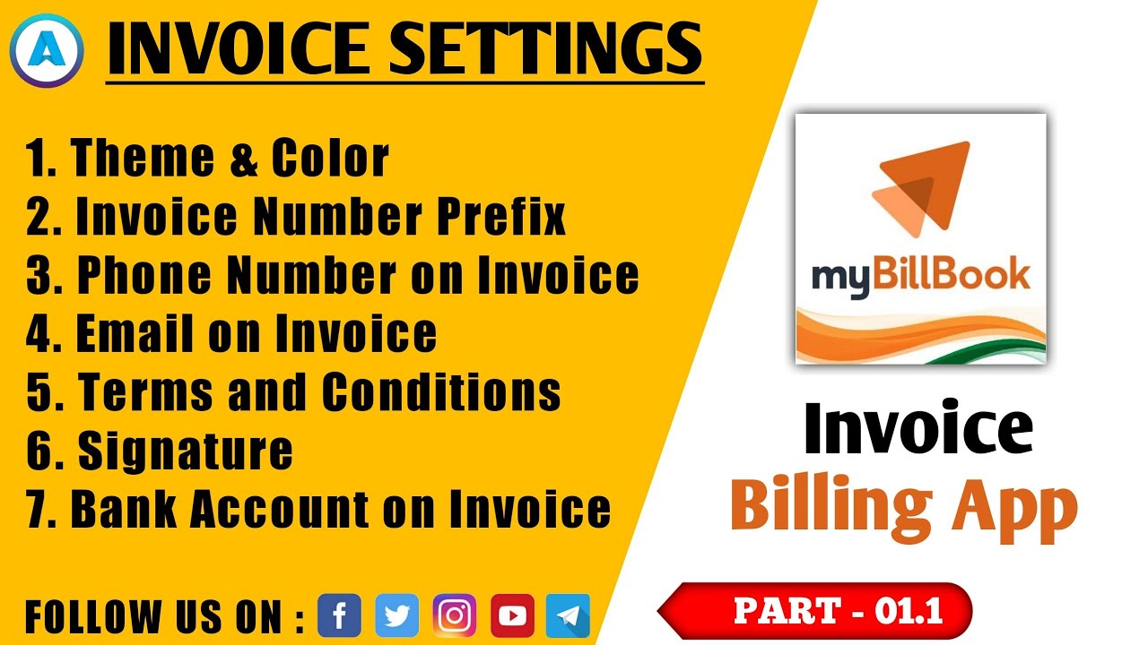 akstutorial's tweet card. myBillBook App - Invoice Settings, Theme & Color, Invoice Prefix,...