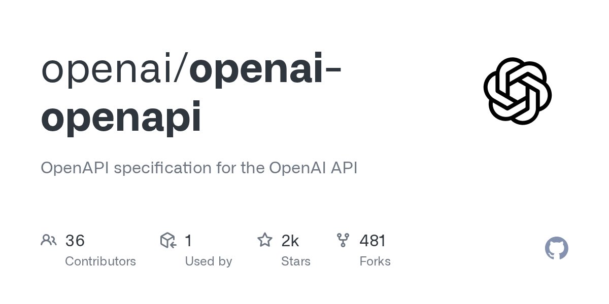 f_subal's tweet card. OpenAPI specification for the OpenAI API. Contribute to openai/openai-openapi development by creating an account on GitHub.
