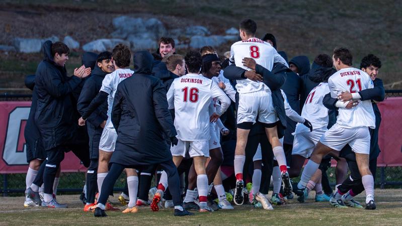 DsonRedDevils's tweet card. For the second straight year the Dickinson men's soccer team is on to the Sweet 16 of the NCAA Division III Men's Soccer Tournament as goals from Saul Iwowo and Ethan Jarden provided enough offense,...