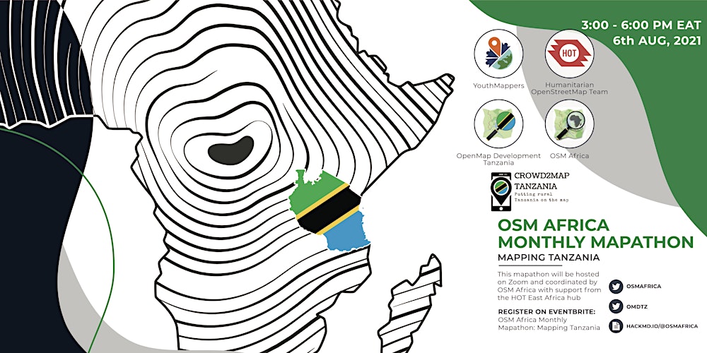 MapLibya's tweet card. Join the monthly mapathon as we collectively map Tanzania and network with OSM Africa communities on 6th August, 12:00 PM - 3:00 PM UTC