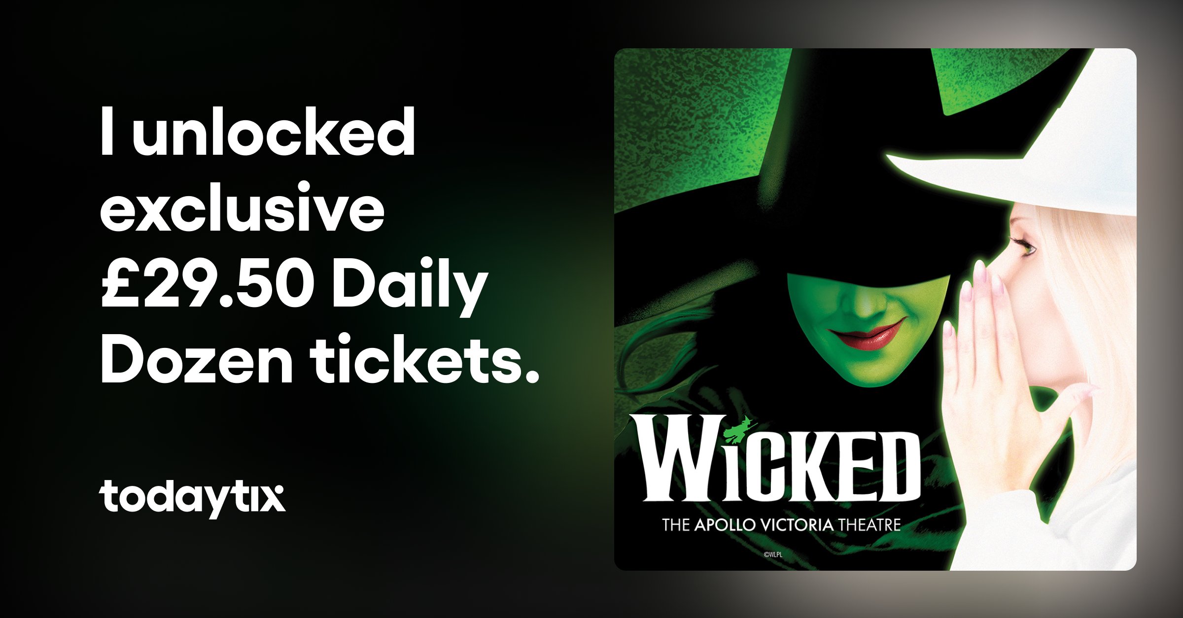 davetek's tweet card. Get the best prices on tickets for Wicked in London on TodayTix. Experience Wicked—an enchanting tale of friendship, love, and the untold story of the witches of Oz.