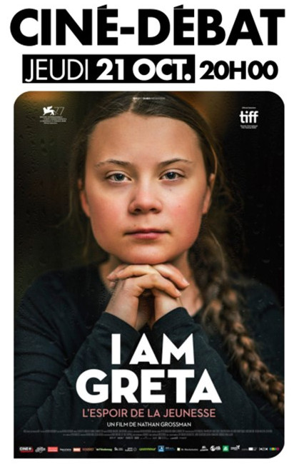 BvsEnTransition's tweet card. Au CGR jeudi 21 octobre 2021 20h00 20H : Documentaire « I AM GRETA » (1H30) 21H30 : Débat Informations et réservations :