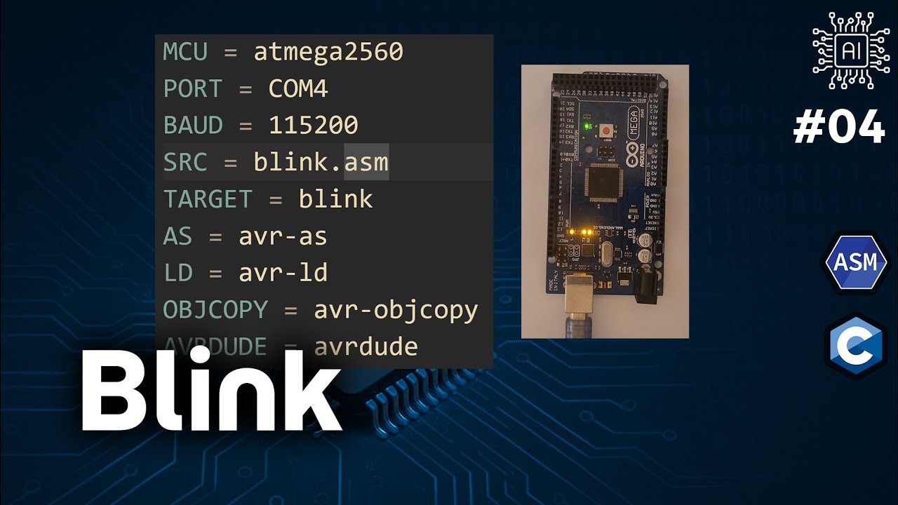 rebwar_ai's tweet card. Bare-Metal Embedded Systems (AVR & ARM) in C & Assembly – blink...