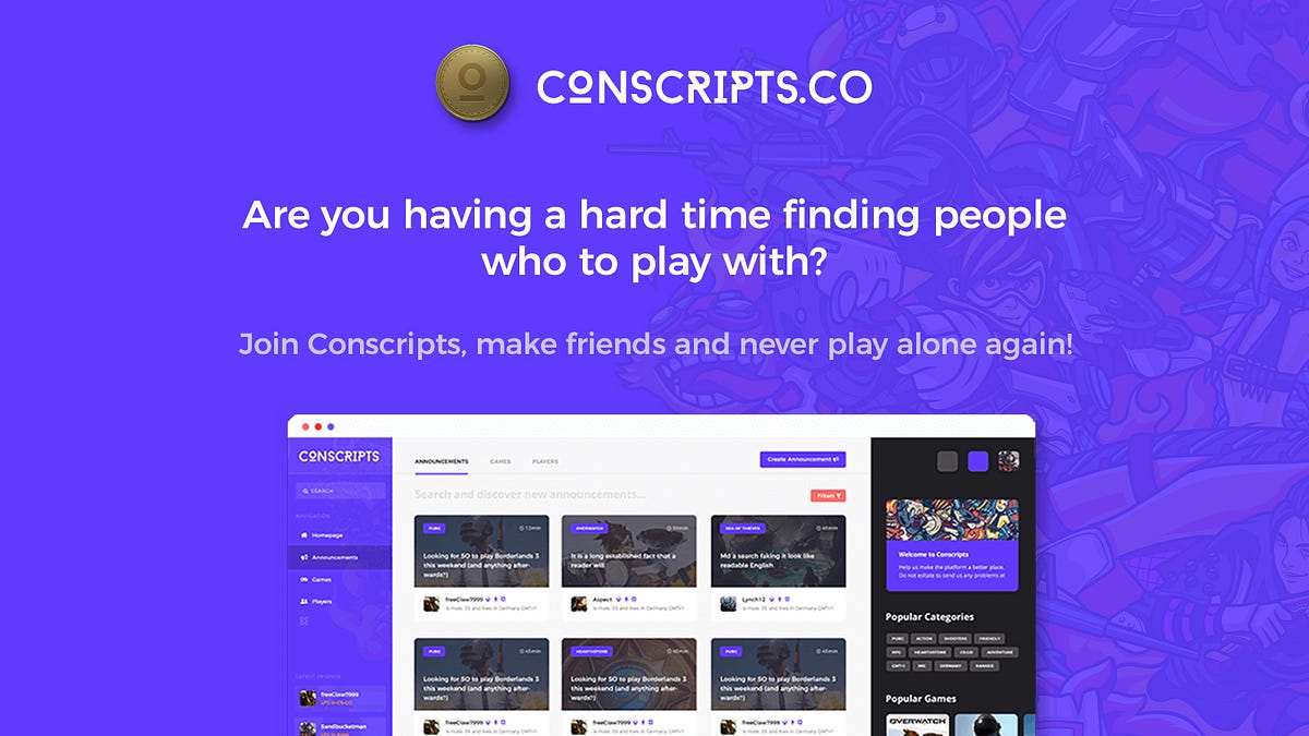 Conscriptsgg's tweet card. An introduction to the new platform that lets you earn while you play!