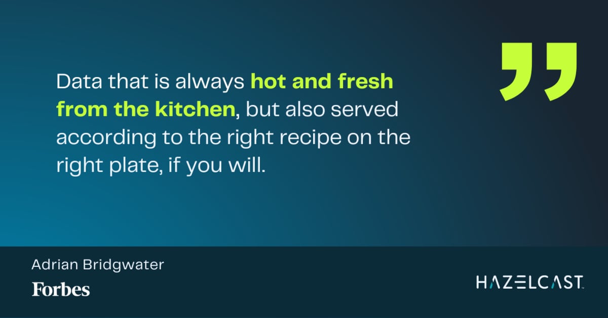 hazelcast's tweet card. A data fabric is textured approach to combining disparate data sources, data pipelines, databases, data streams and cloud data services into one woven unified entity.