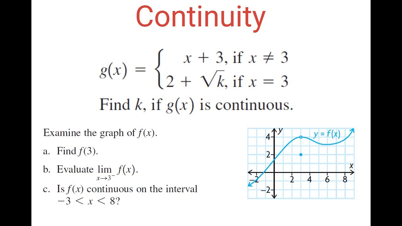 HomeworkHelp75's tweet card. CONTINUITY: Finding The Value Of k & Analyzing Graph For Continuity