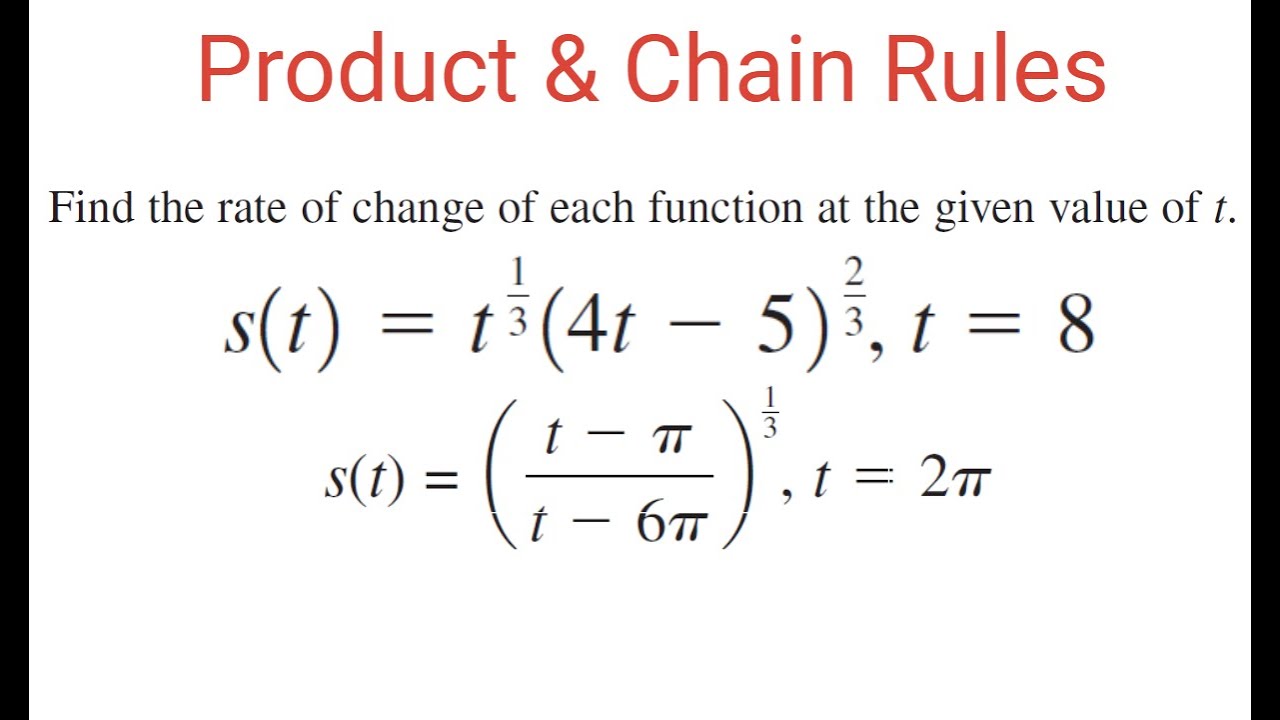 HomeworkHelp75's tweet card. PRODUCT & CHAIN RULES: Rate Of Change Of Functions At Given Values Of...