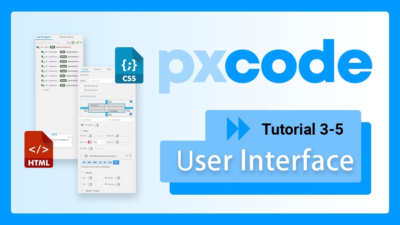 px_code's tweet card. 【3-5】pxCode User Interface：The four main editing parts