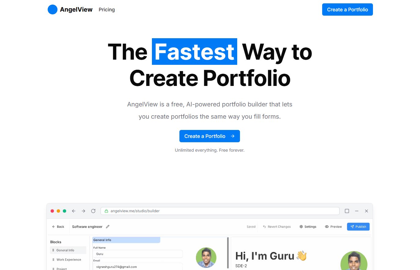 guruvignesh_m's tweet card. Create stunning developer portfolios in minutes. AngelView lets you publish, share, and grow your personal brand effortlessly.