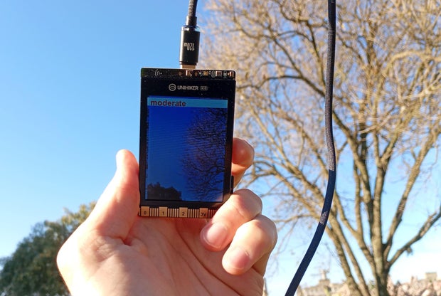 dfrobotcn's tweet card. Predict Air Pollution With Computer Vision: I built a low-cost AI system that can predict air quality from a single photo using the UNIHIKER K10 - a tiny microcontroller built upon an ESP32-S3 chip....