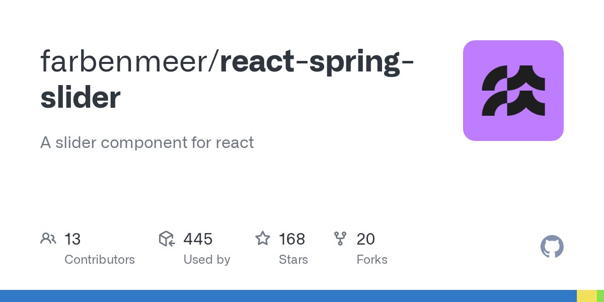 farbenmeer's tweet card. A slider component for react. Contribute to farbenmeer/react-spring-slider development by creating an account on GitHub.