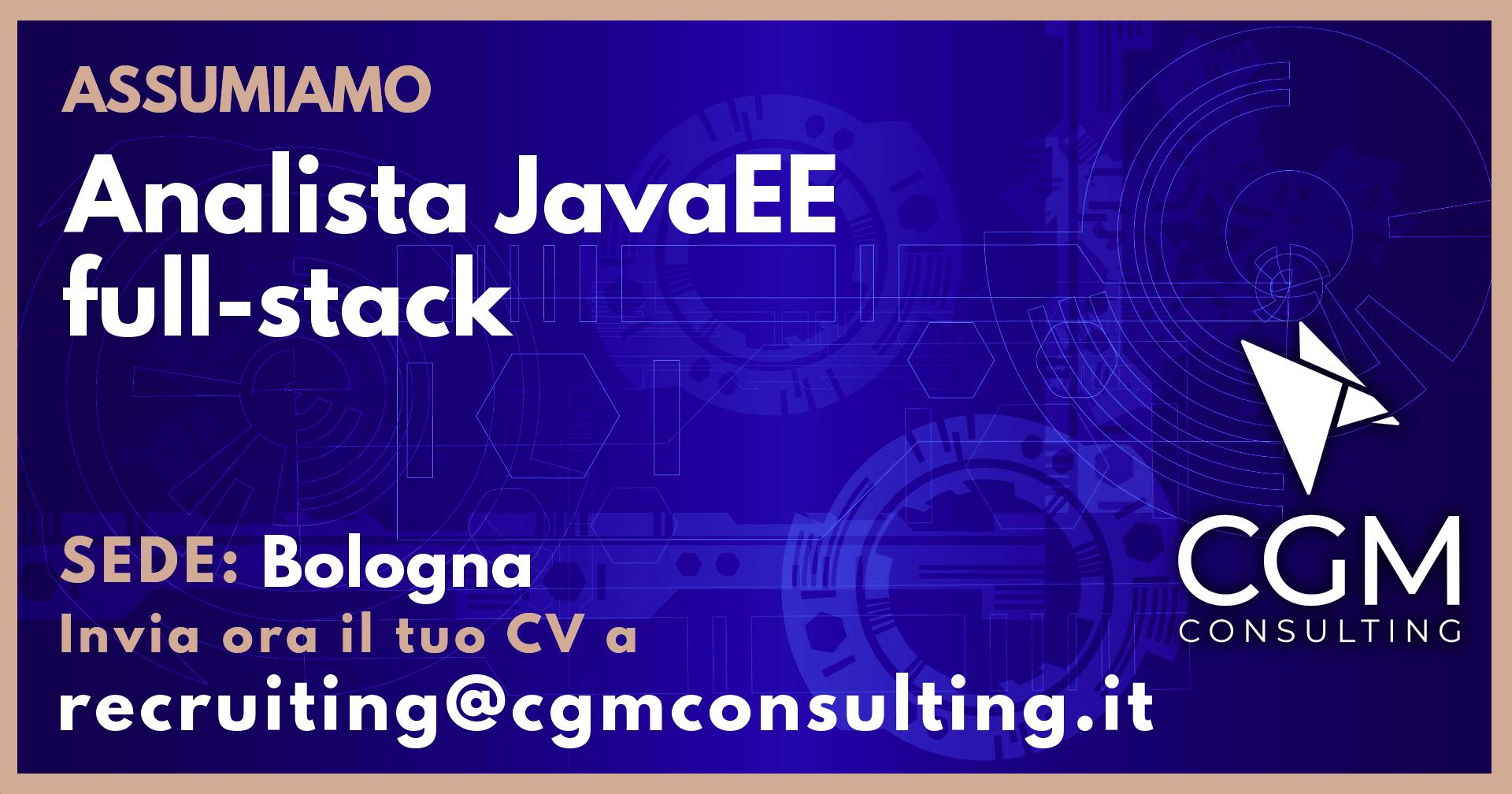 CGMConsulting's tweet card. CGM Consulting ricerca Analista JavaEE Full-Stack a Bologna.
