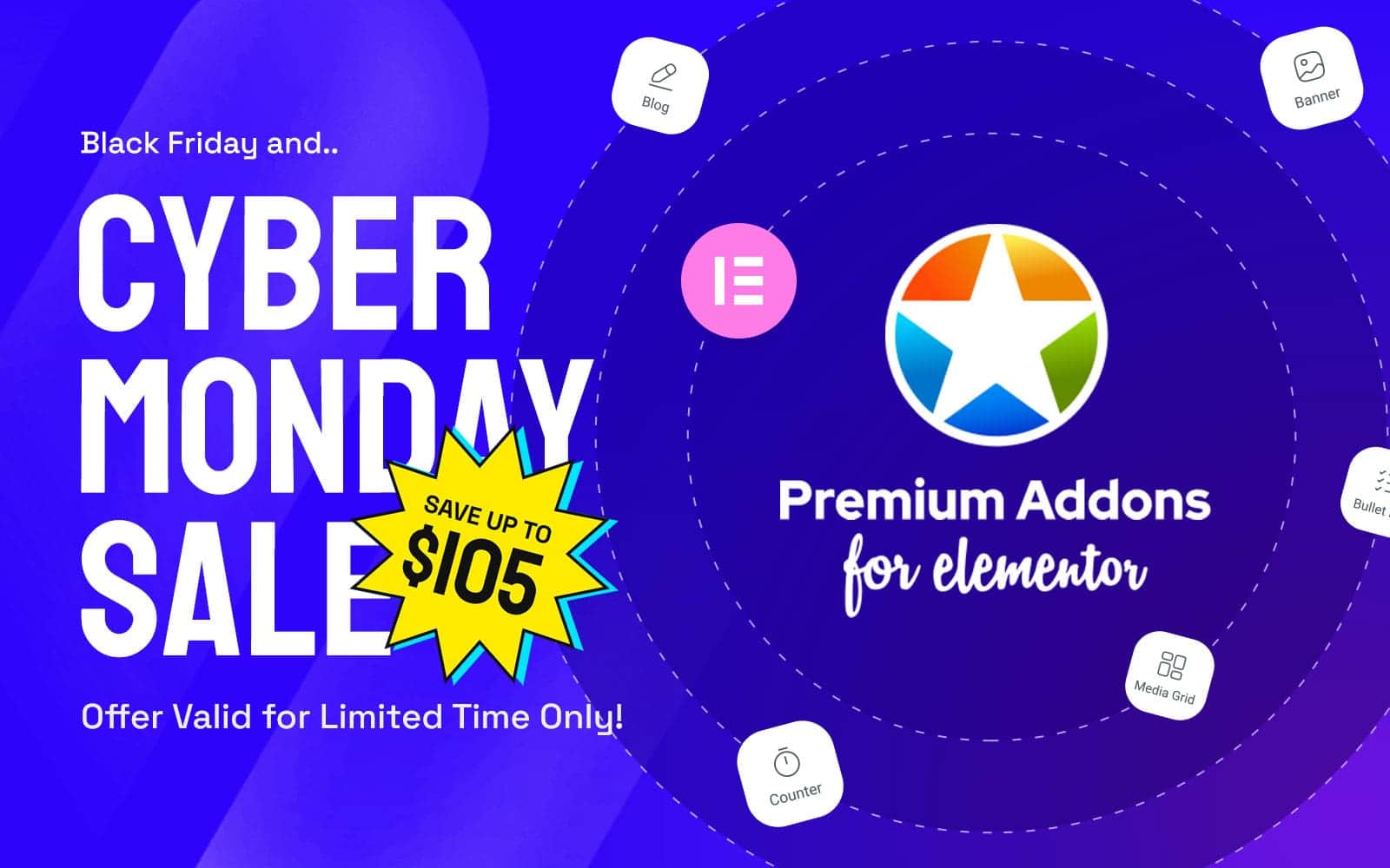 LeapWorx's tweet card. Cyber Monday Sale 2025 is LIVE! Unlock 580+ Elementor templates & 90+ widgets with Premium Addons Pro. Save up to $105. Grab your discount now!