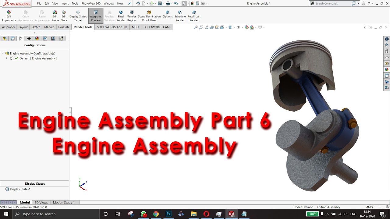 CoderMask's tweet card. Engine Assembly Part 06 - Complete assembly | SOLIDWORKS 2020 |...