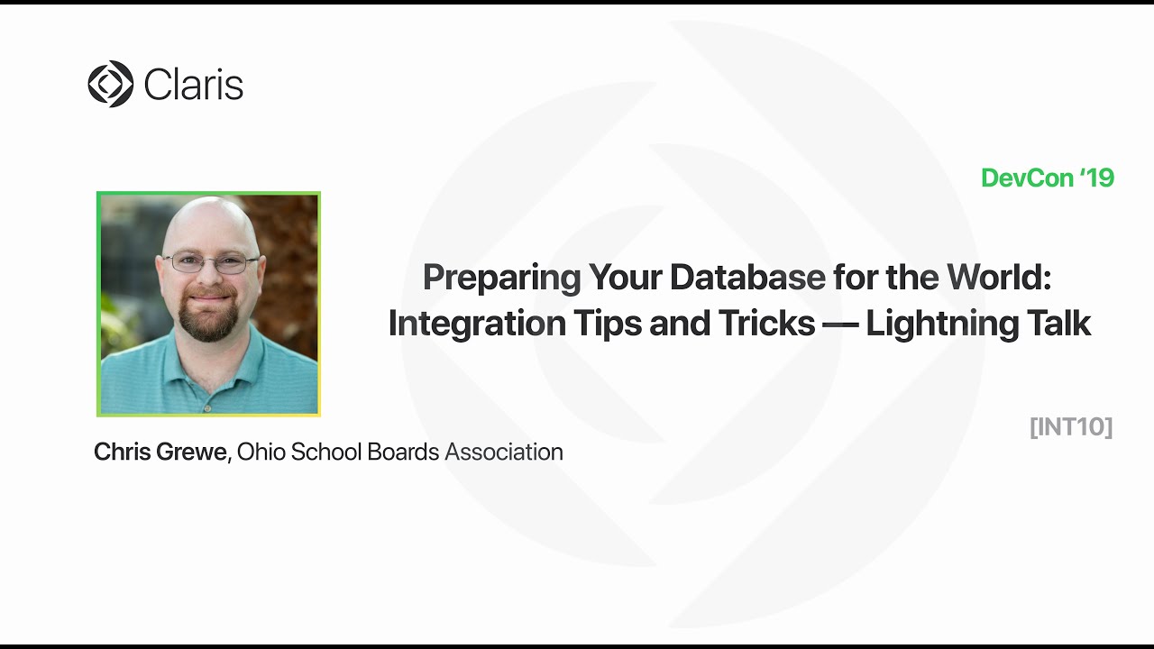 ClarisOfficial's tweet card. Preparing Your Database for the World Integration Tips and Tricks —...