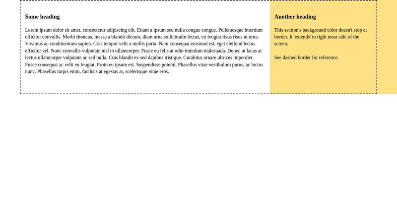 saheeranas_'s tweet card. Some design demands background color of a section need to be expanded to outside of a 'container' width in one direction only (left or right). In such ...