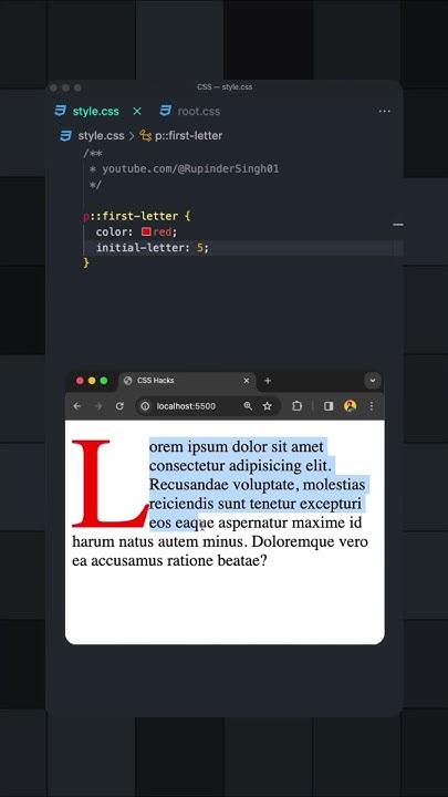 me_rupinder's tweet card. "initial-letter" - CSS #codinghacks