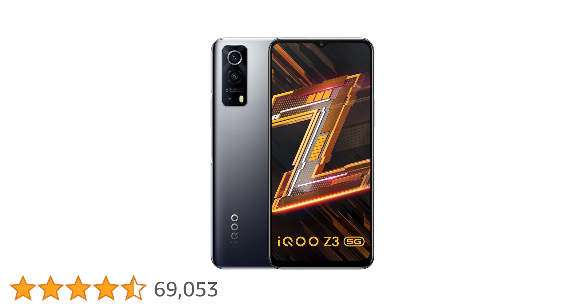amazonwala's tweet card. iQOO Z3 is a Fully Loaded smartphone equipped with India's First Qualcomm Snapdragon 768G 5G Mobile Platform, 55W FlashCharge Technology, 64MP Main Camera with features like 4K videos @ 60FPS and EFB...