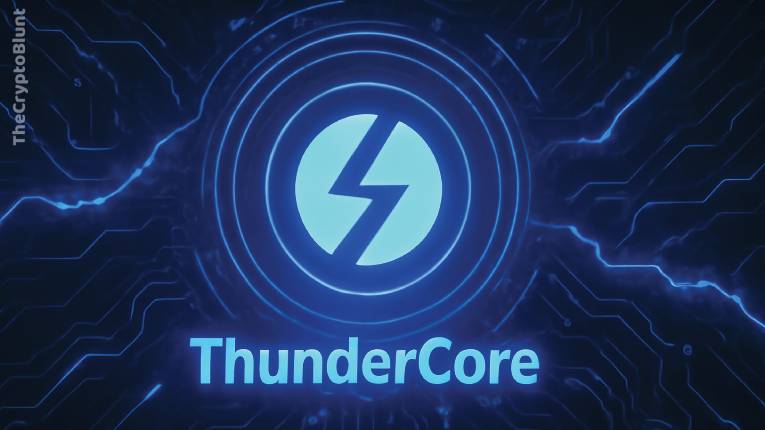 thecryptoblunt's tweet card. ThunderCore (TT) is a lightning-fast EVM Layer-1 with 4,000+ TPS, sub-second finality, ultra-low fees, cross-chain bridges, and strong DeFi & gaming support.