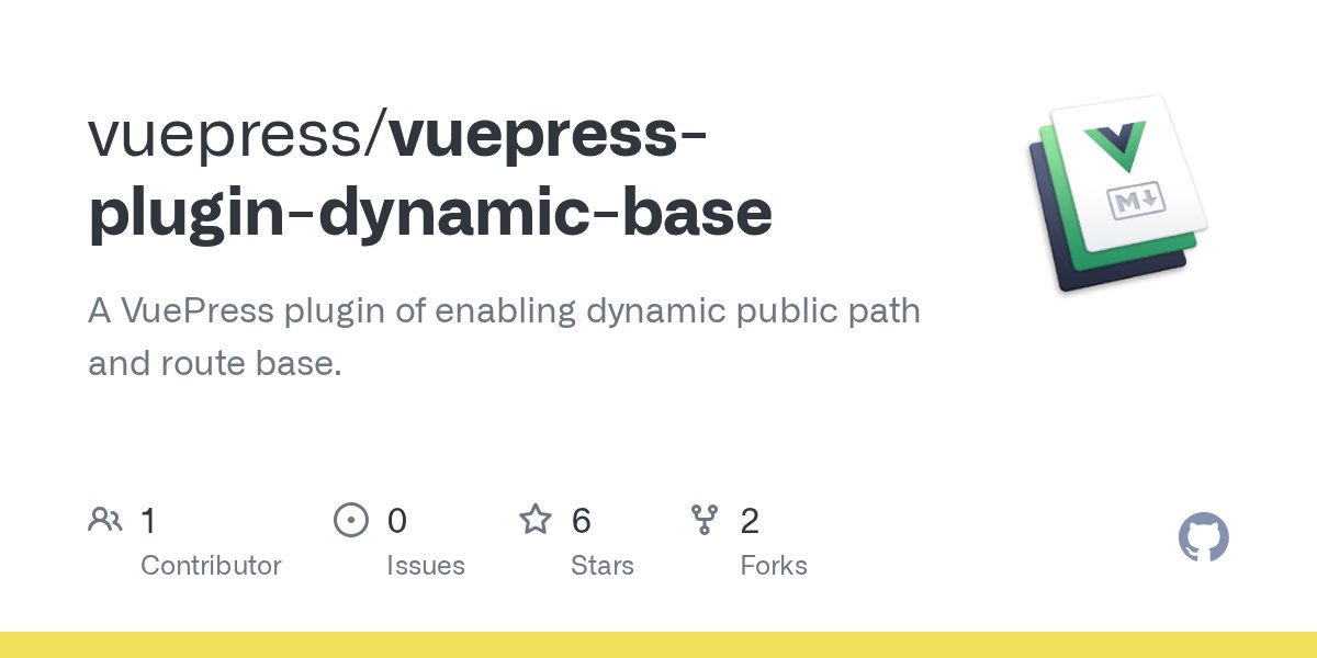 _ulivz's tweet card. A VuePress plugin of enabling dynamic public path and route base. - vuepress/vuepress-plugin-dynamic-base