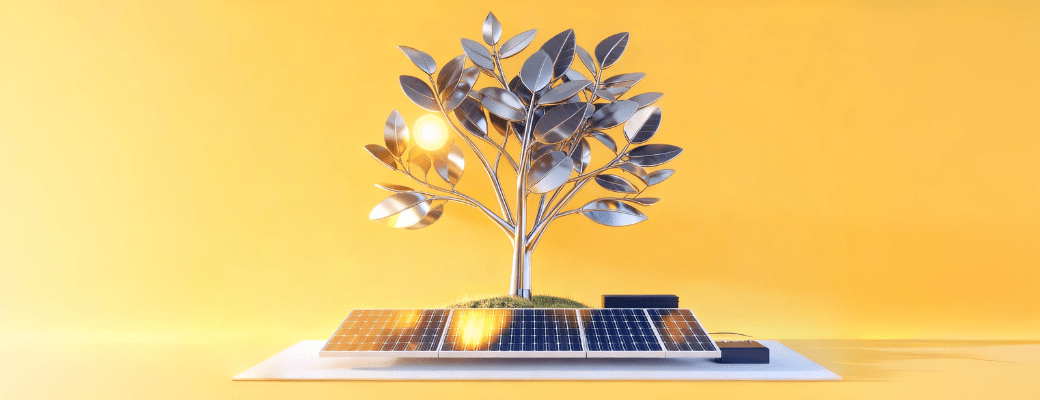 ThinkBig_open's tweet card. La energía renovable compite por el uso del suelo. Mientras, los árboles solares generan energía sin dañar ecosistemas. ¡Conoce su potencial!