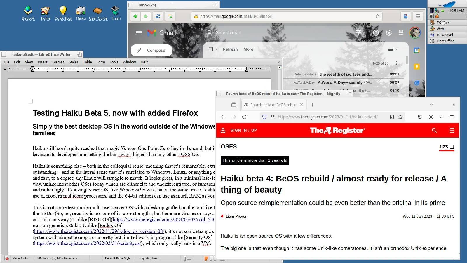TheRegister's tweet card. Simply the best FOSS desktop OS there is, outside of the Windows and Unix families