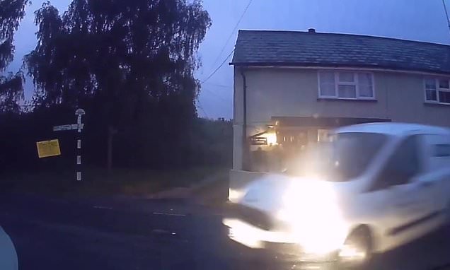 DrivingForWork's tweet card. Conor Smith, 29, was driving home with his brother at around 7pm in Dunmow, north Essex, on Sunday when they avoided being careered into by a white transit van by mere seconds.