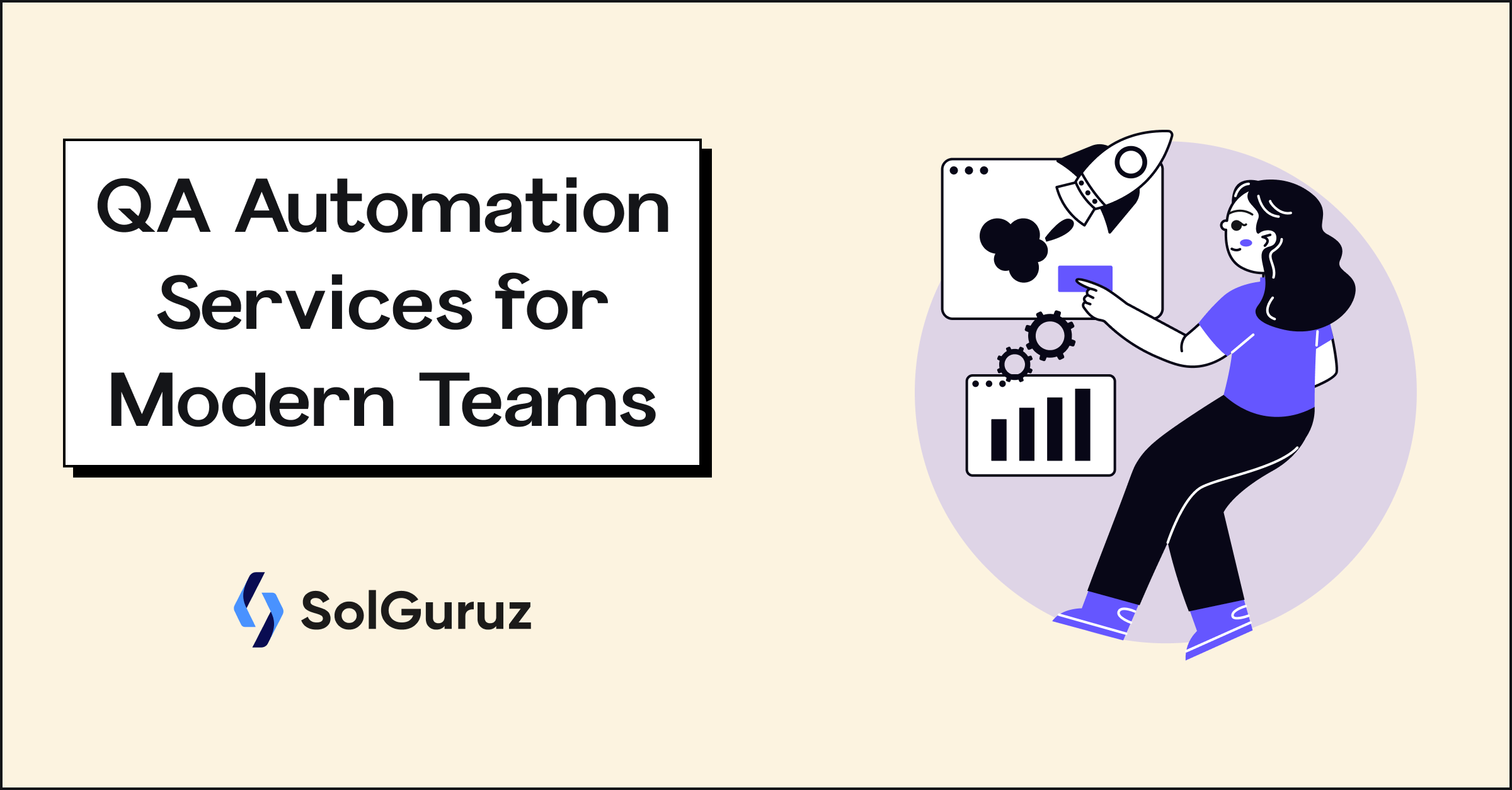 SolGuruz's tweet card. Cut QA costs & release faster with AI-powered QA automation services. Reliable, compliant, and scalable testing for web, mobile, APIs & microservices.