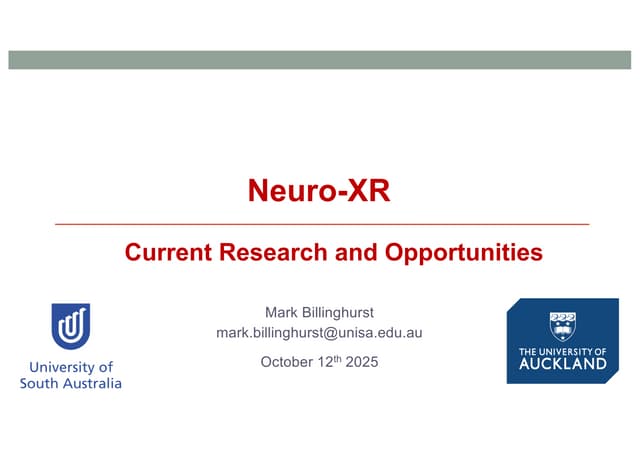 marknb00's tweet card. NeuroXR: Current Research and Opportunities