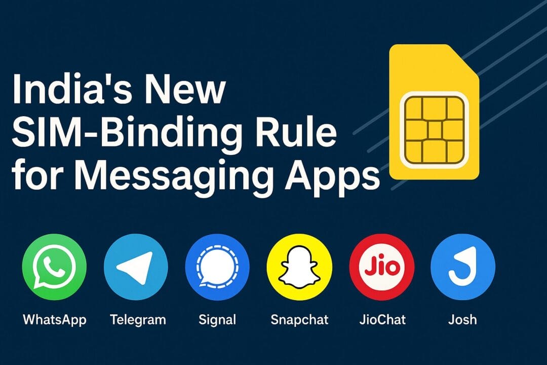 Techmitra2912's tweet card. India’s new SIM Binding Rule 2025 will make apps like WhatsApp, Telegram, Signal, JioChat and others work only with an active SIM. New mandate means for users