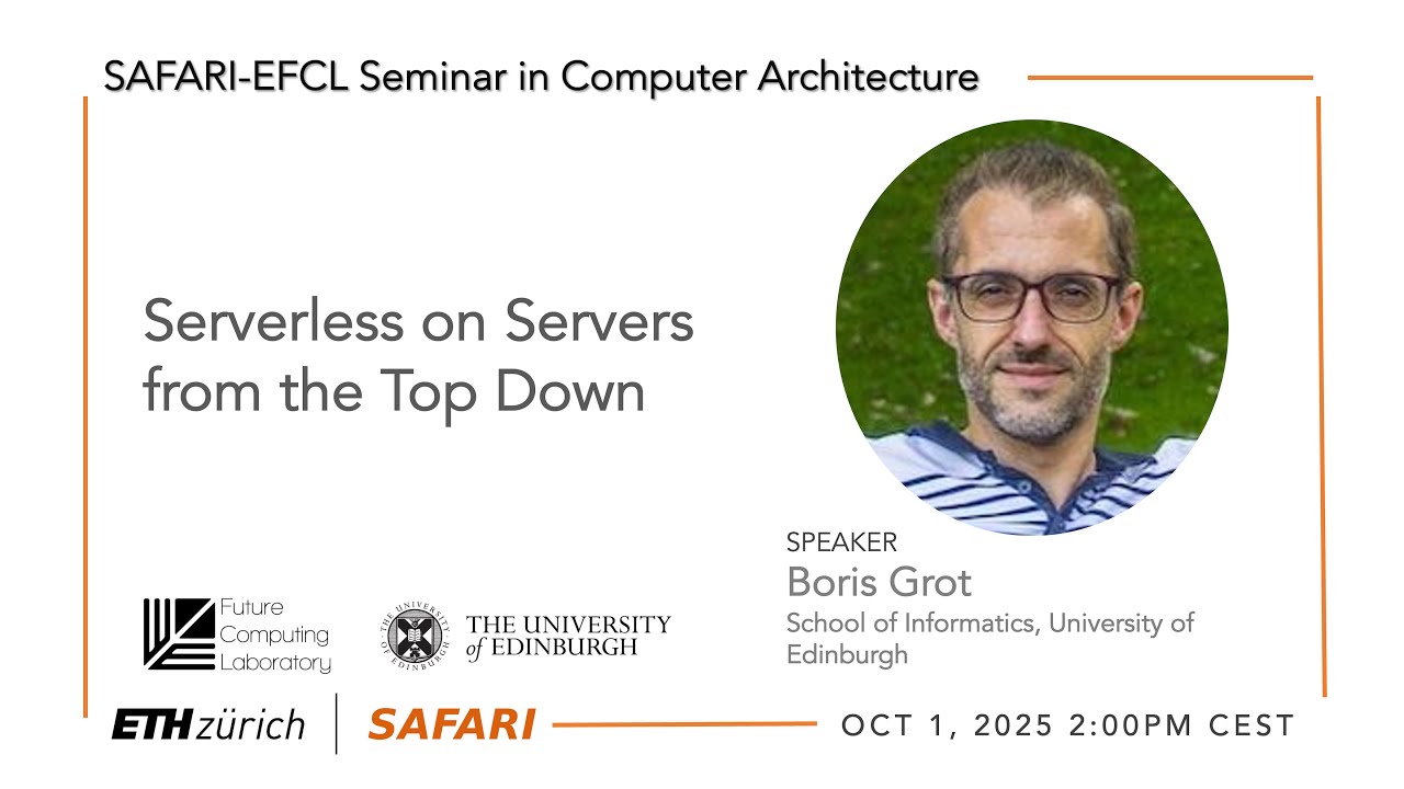 SAFARI_ETH_CMU's tweet card. SAFARI Live Seminar - Serverless on Servers from the Top Down