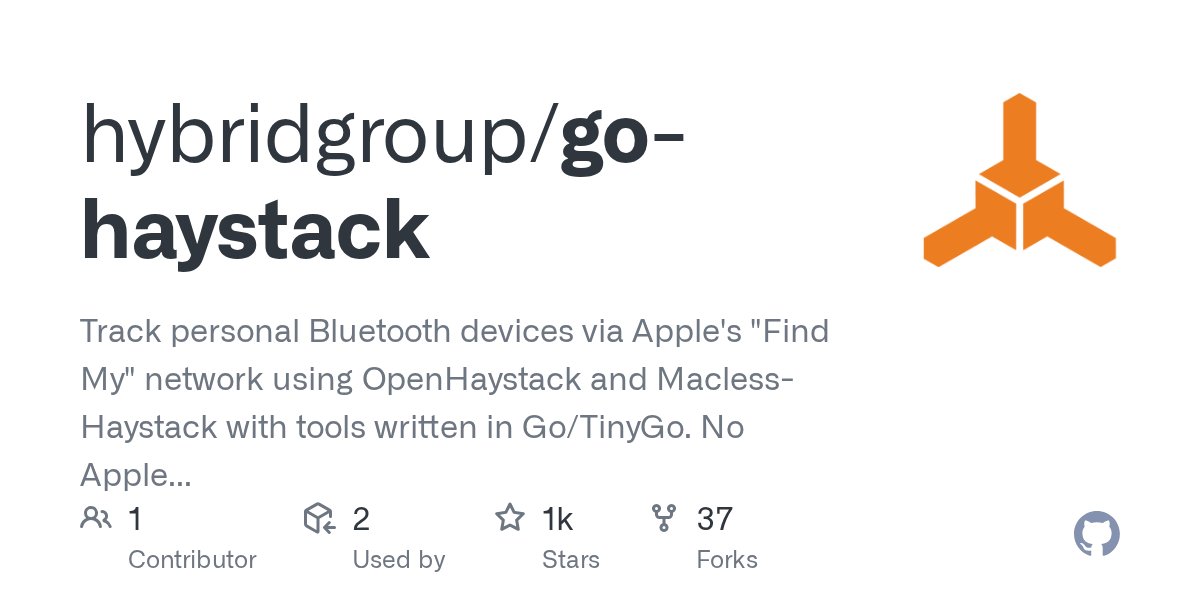 deadprogram's tweet card. Track personal Bluetooth devices via Apple's "Find My" network using OpenHaystack and Macless-Haystack with tools written in Go/TinyGo. No Apple hardware required! - hybri...
