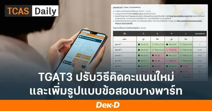 lataedekd's tweet card. TGAT3 TCAS69 มีการเปลี่ยนแปลงรูปแบบข้อสอบและการคิดคะแนนบางส่วน เช็กที่นี่เลย