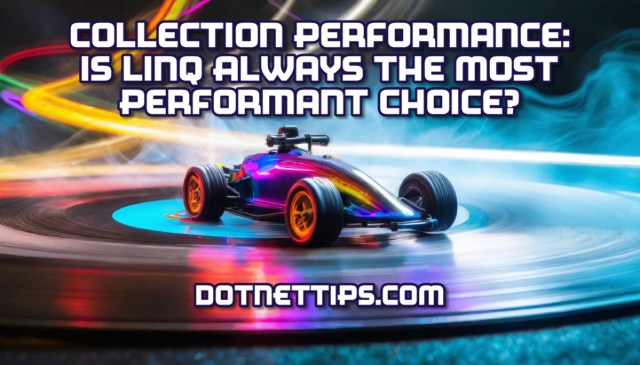 realDotNetDave's tweet card. The article explores the performance implications of using LINQ for collection queries, finding that a conventional foreach() loop outperforms LINQ by 1.75 times in identifying items matching a giv…