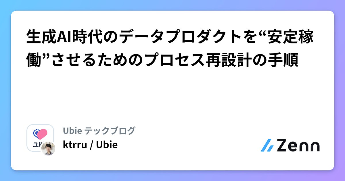 ktrru's tweet card. 生成AI時代のデータプロダクトを“安定稼働”させるためのプロセス再設計の手順