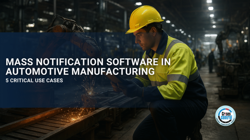 CrisesControl's tweet card. Mass Notification Software ensures fast alerts and coordinated responses for automotive emergencies, protecting workers and reducing downtime.