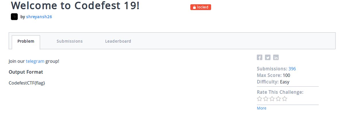 cybersecweb's tweet card. The Capture the Flag event for Codefest’19 was hosted from 8 pm, 23rd August 2019 to 12 noon, 24th August 2019 on Hackerrank.