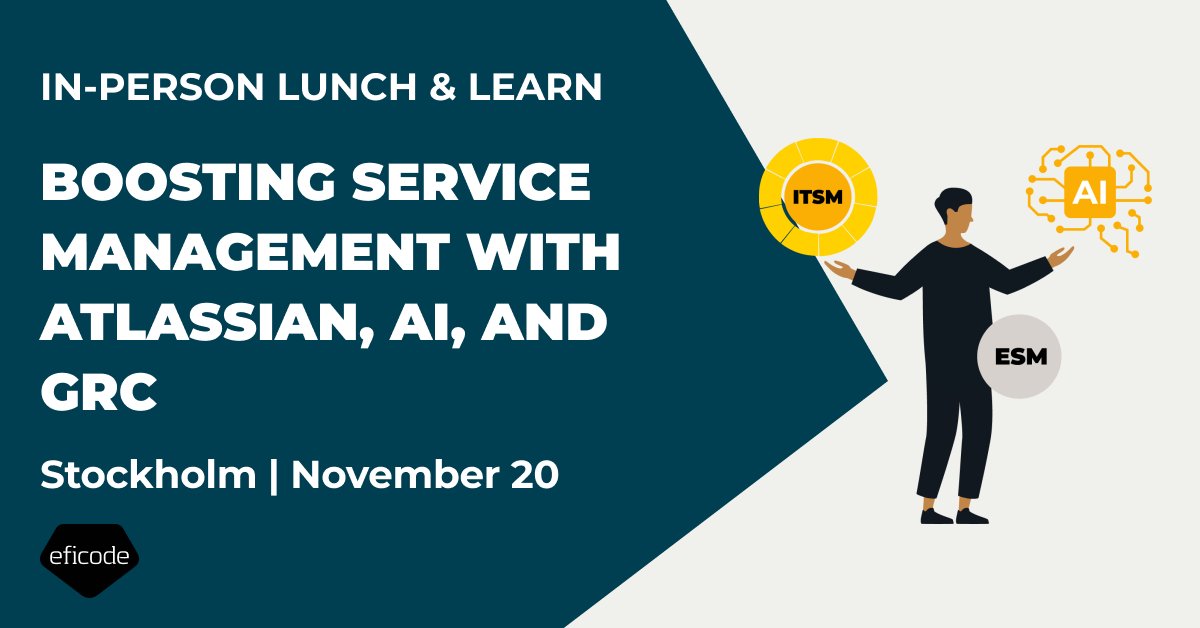 Eficode's tweet card. Join us for lunch in Stockholm as we cover the hottest topics in the Service Management space.