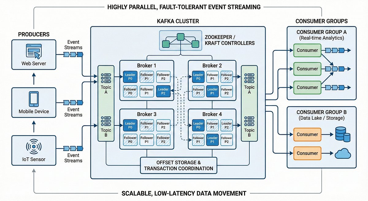 devops_blog's tweet card. Kafka’s distributed messaging and data pipeline architecture enables high-throughput, fault-tolerant event streaming across large-scale…
